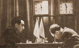 Photograph of Tigran Petrosian vs Mikhail Botvinnik, WC 1963