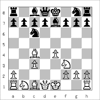 chess diagram of position leading to the Scholar's Mate