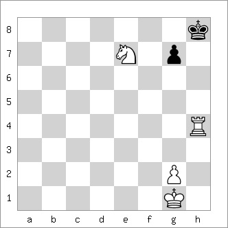 b&w chess diagram of Anastasia's Mate pattern