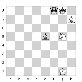 b&w chess diagram of Blackburne's Mate pattern