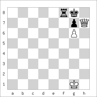 b&w chess diagram of Damiano's Mate pattern